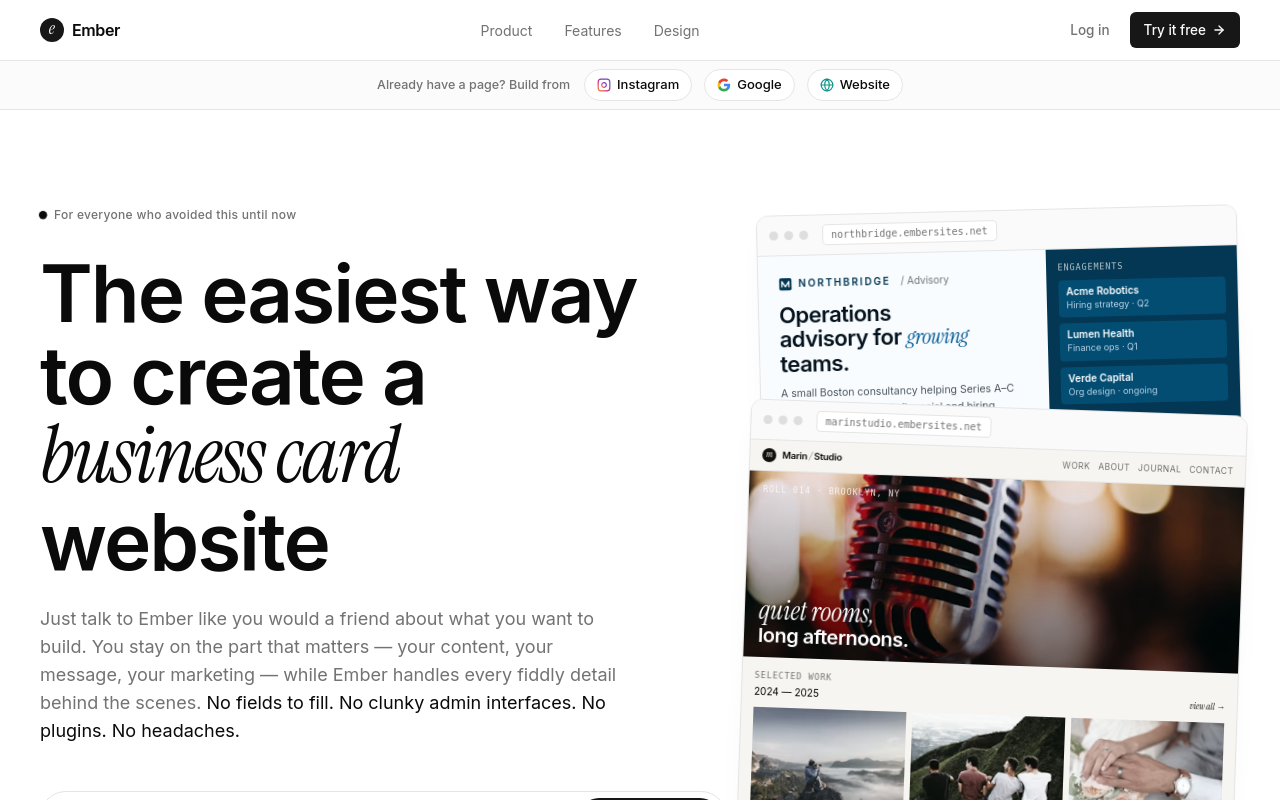 Ember website screenshot